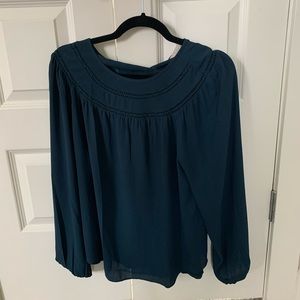 LOFT teal long sleeve blouse size M